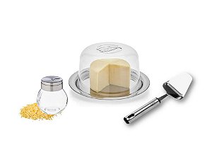 Conjunto Para Queijo Aço Inox Prime 3 Peças, Queijeiras e Plaina Cortador - Mundial Import