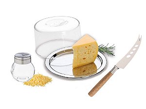 Conjunto Para Queijo Aço Inox Prime 3 Peças, Queijeiras e Plaina Especial - Mundial Import