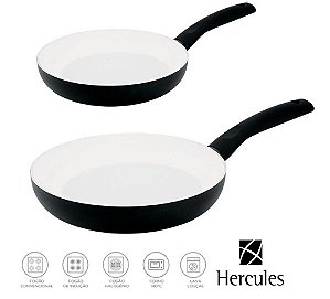 Jogo Frigideira Revestimento Cerâmica Fundo Soft Touch 18 e 24cm - Hercules