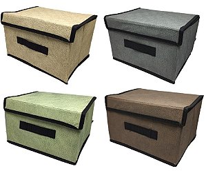 Conjunto Caixa Organizadora Tecido Color Multiuso Grande 38x25cm 4 Peças