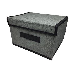 Caixa Organizadora Tecido Multiuso Monta Fácil Grande 38x25cm Cinza - Yazi