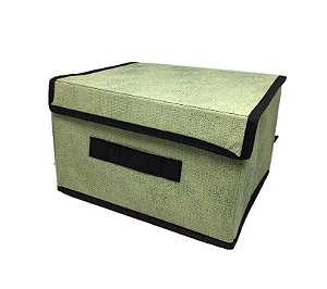 Caixa Organizadora Tecido Multiuso Monta Fácil Grande 38x25cm Verde - Yazi