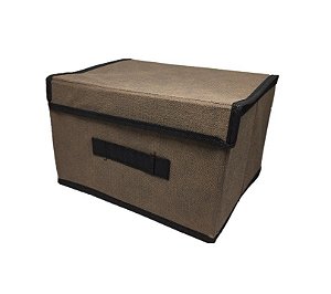 Caixa Organizadora Tecido Multiuso Monta Fácil Grande 38x25cm Marrom - Yazi