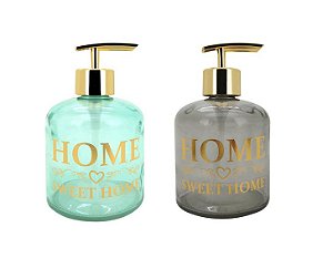Jogo Porta Sabonete Líquido Sweet Home Vidro 350ml Gold 2 Un