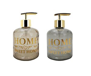 Jogo Porta Sabonete Líquido Vidro 350ml Gold 2 Un