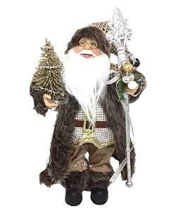 Papai Noel Casaco Luxo Palha Cedro 30cm - Magizi