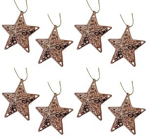Kit Estrela Tridimensional Arabesco Rosê 11cm 8 Unidades