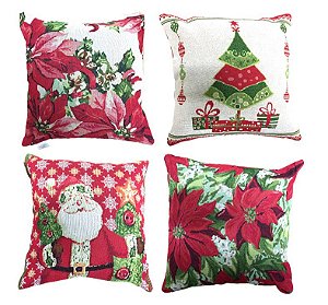 Jogo Capa de Almofada Natal Gobelin Premium 45x45cm 4 Un