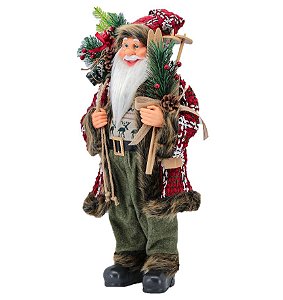 Papai Noel Luxo Grande Esqui e Casaco 60cm Saco Presentes