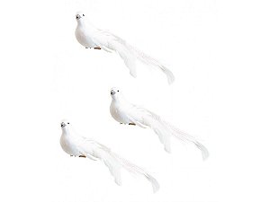 Kit Pomba Branca Plumas 17cm 3 Unidades Enfeite Natal