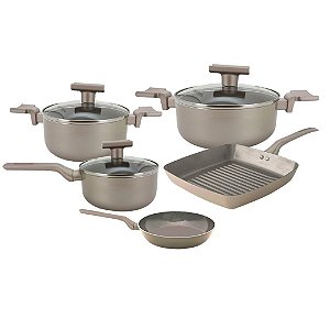 Conjunto 5 Panelas Sartin Cook Champanhe Cerâmica Gold 3 Camadas - Mimo Style