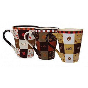 Caneca Cerâmica Pilão 300ml Jogo Com 3 Unidades - Yangzi