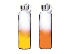 Jogo Garrafa Vidro Color Matiz 500ml Laranja e Amarelo
