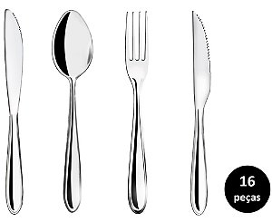 Jogo Talhares Inox Lagoa 16 Peças Garfo, Colher, Faca Mesa e Churrasco Prime - Yazi