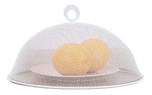Protetor de Alimentos Malha Rígida Aço Branco 30cm Cobre Bolo, Frutas e Pães - Yangzi