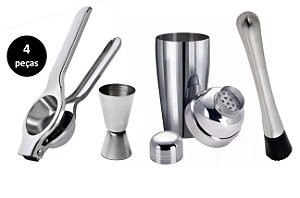 Kit Barman Inox Premium 4 Peças Coqueteleira e Macerador 4 Peças - Yangzi