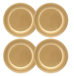 Jogo Sousplat Borda Decor Dourado Premium 33cm 4 Peças