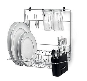 Suporte Seca Pratos, Copos e Talheres Cook Home Cromado Parede - Arthi