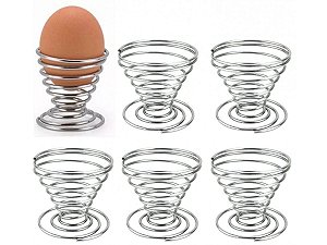 Kit Suporte De Ovo Aço Inox Espiral 6 Unidades