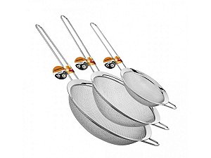 Kit Peneiras em aço inox 12, 16 e 18cm - Yazi