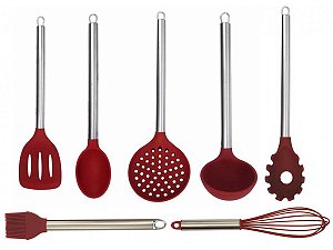 Jogo de Utensílios Silicone 7 Peças Inox Premium - Yazi
