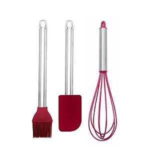 Jogo Pincel, Rapa Tudo e Fouet Silicone Cabo Inox Elite Premium - Yangzi