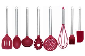 Jogo Utensílios Silicone e Aço Inox Elite 8 Peças Premium - Yangzi