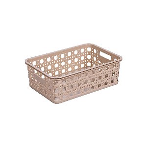 Cesta Retangular Palha Indiana 16x23cm Plástico Premium - Plasutil