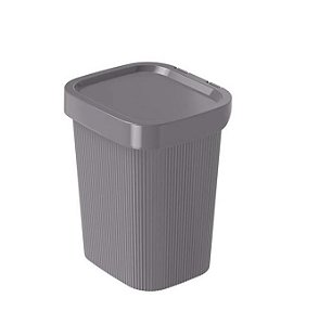 Lixeira Classic 4,6 Litros Esconde Saco Plástico Cinza Moderno - Plasútil