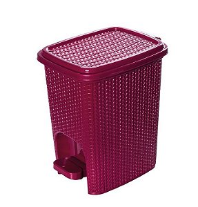 Lixeira com Pedal Trama Vinho Bordô 7 Litros - Plasútil