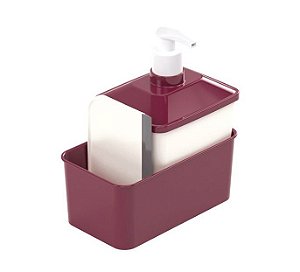 Porta Detergente Compacto com Rodinho de Pia e Base para Esponja - Plasútil  - Mundial Casa e Presentes