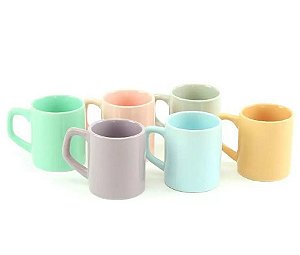 Jogo 6 Mini Canecas Cerâmica Color 85ml - Fratelli