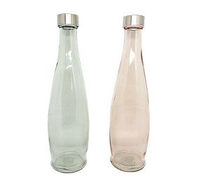 Jogo 2 Garrafas Vidro Color Soft Rosê e Cinza 1 Litro - Fratelli