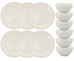 Jogo de Sobremesa Melamine Plaza 6 Pratos e 6 Tigelas - Yangzi