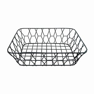 Cesta Fruteira Aramada Metal Retangular Galia Black 30cm - Yazi