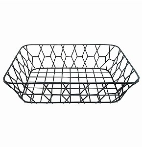 Cesta Fruteira Aramada Metal Retangular Galia Black 35cm - Yazi