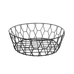 Cesta Fruteira Aramada Metal Redonda Galia Black 30cm - Yazi