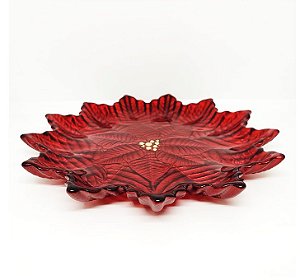 Prato Vidro Sobremesa Luxo New Pointsettia 22cm - Tuut