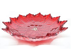 Travessa Vidro Fruteira Centro de Mesa Luxo New Pointsettia 32cm - Tuut