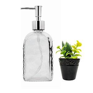 Saboneteira Líquida Vidro Clear e Mini Vaso Cerâmica Suculenta Black - Yangzi