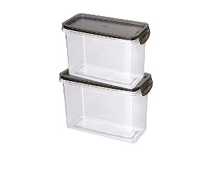 Conjunto Pote Hermético Trava Mais Acrílico Cristal 1,9 Litros 2 Unidades - Plasútil