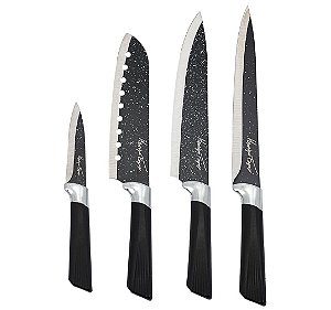Conjunto de Facas Henrique Fogaça Aço Inox Black Prime 4 Peças - Yangzi