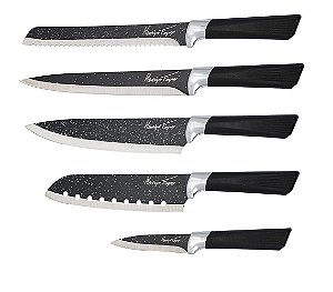 Conjunto de Facas Henrique Fogaça Aço Inox Black Prime 5 Peças - Yangzi