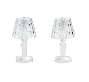 Jogo Mini Luminária Abajur Led Acrílico Diamante 12cm 2 Unidades