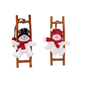 Jogo Boneco neve Resina Escadinha Árvore Natal 12cm 2 Un