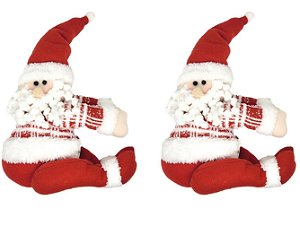 Kit Prendedor de Cortina Natal Papai Noel Pelúcia Prime 30cm 2 Unidades