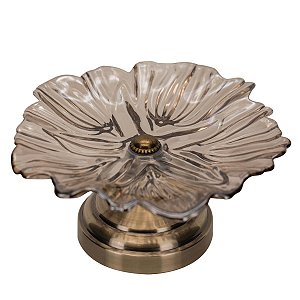 Centro de Mesa Vidro e Metal Bronze Luxo Vitória Régia 22cm - Tuut