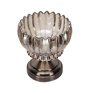 Vaso Centro de Mesa Vidro e Metal Bronze Luxo 16cm - Yangzi