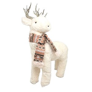 Rena Natal Pelúcia Luxo com Cachecol Rosê 27cm - Master Christmas