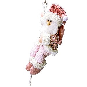 Papai Noel na Corda Rapel Pelúcia Rosê Cute 30cm - Magizi